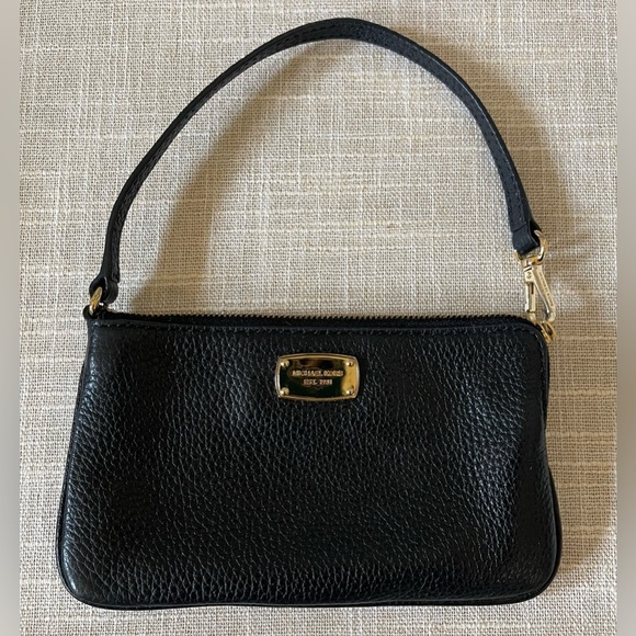 MICHAEL KORS Women's Wristlet Ket Set Black 100% Soft Leather - Picture 1 of 6